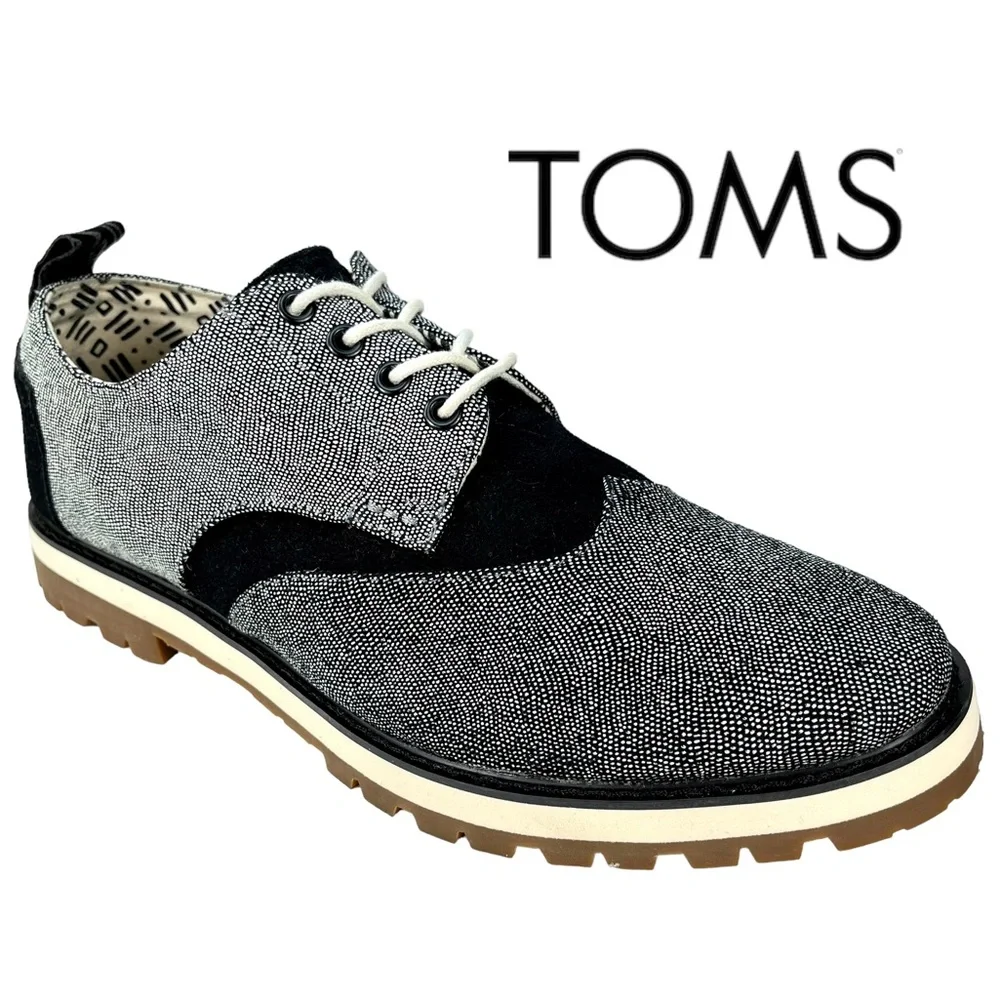 TOMS Men’s 9.5 Brogue‎ V White Caviar Leather Oxford Vibram Sole Shoes